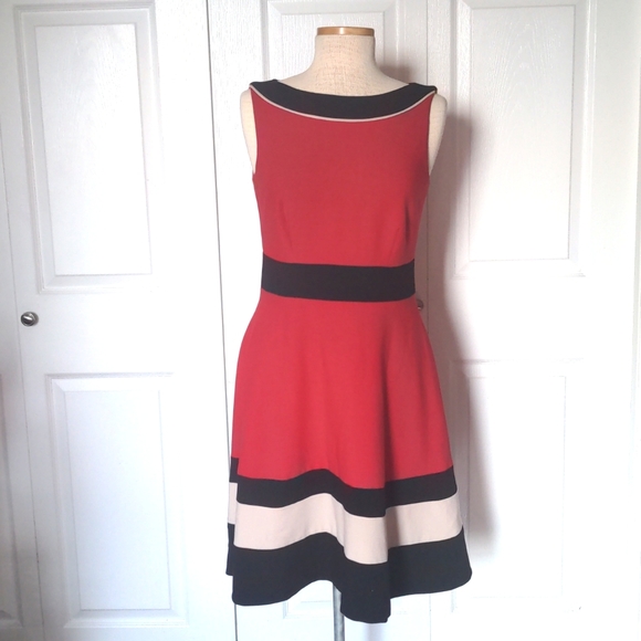 Red, Black and Cream A-line Dress by Coast (US size 8) - Picture 1 of 7